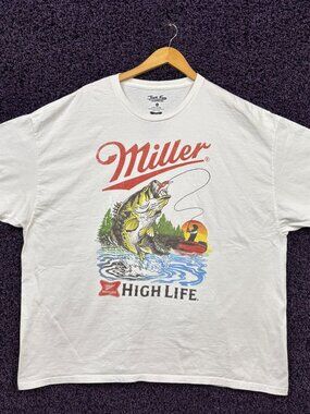 Miller High Life Genuine Draft Big Bass Fishing T-Shirt XXL